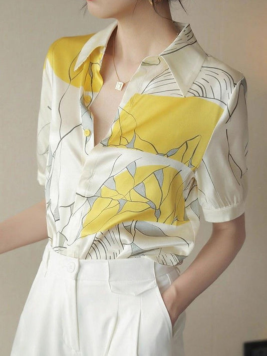 Maya Daily Polo Collar Contrast Printed Shirt