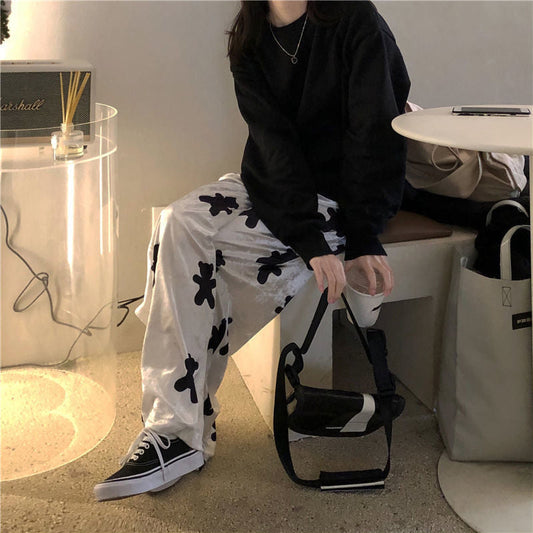 Cute Bear Full Printed Loose Pants
