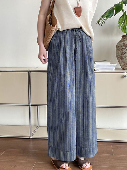 Kaitlyn Loose Striped Drawstring Wide Pants