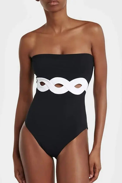 Conjunto de traje de baño de una pieza con bloques de color