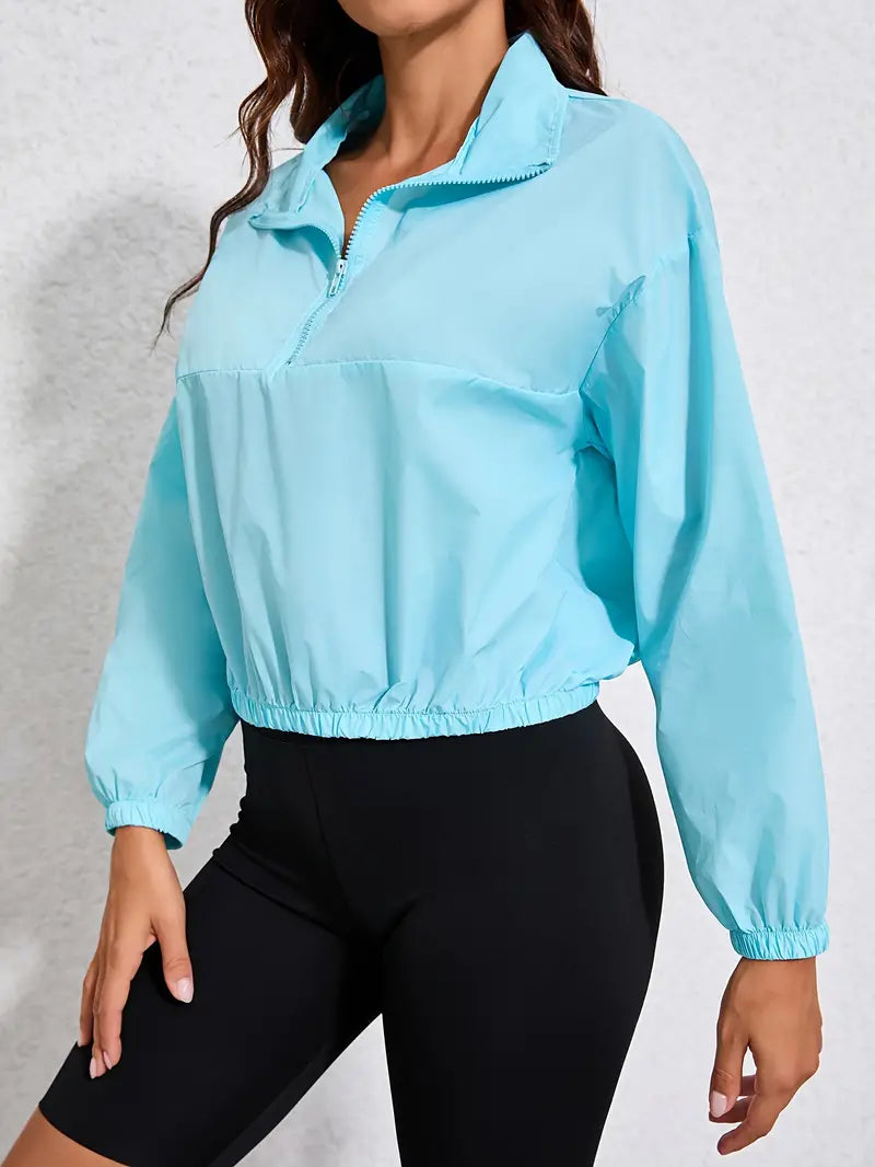 Chaqueta cortavientos informal azul con cremallera | Ideal para actividades al aire libre