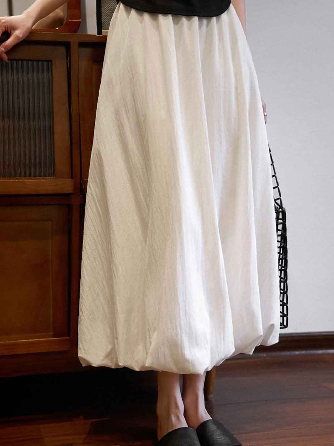 Morgan Chic Solid Color Lantern Bud Skirt