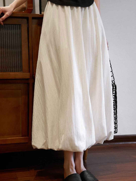Morgan Chic Solid Color Lantern Bud Skirt