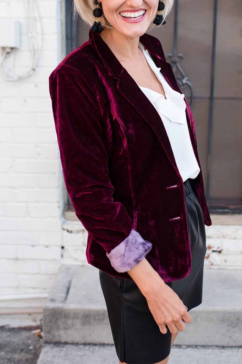 Solid Color Slim Long-Sleeved Suede Blazer Tops ( 3 Colors£©