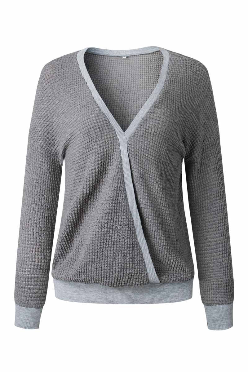 Casual Cross-over Design Knitting Top(3 Colors)