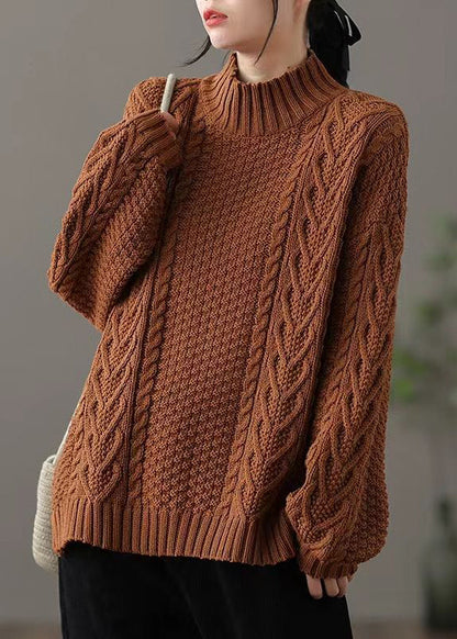Jersey holgado de punto trenzado con cuello alto para mujer | Ideal para otoño/invierno