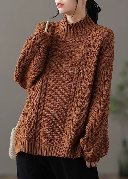 Jersey holgado de punto trenzado con cuello alto para mujer | Ideal para otoño/invierno