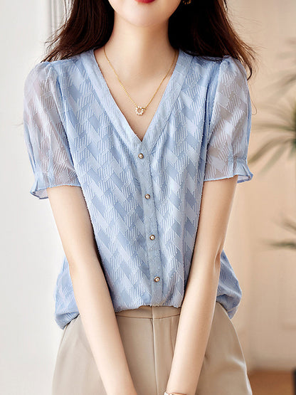 Hannah Classic V-Neck Loose Chiffon Top
