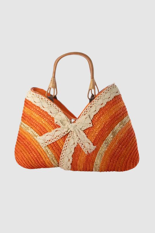 Rainbow Stripe Straw Bag