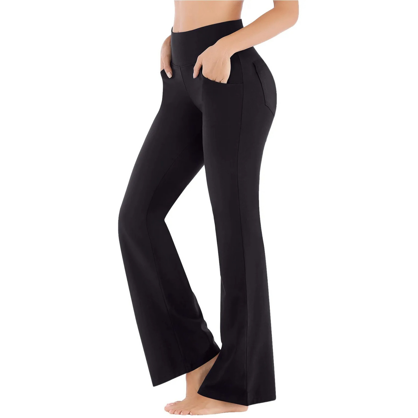 Women's Sporty High Waisted Flared Pants with Side Pockets | Great for All-Season Casual Days