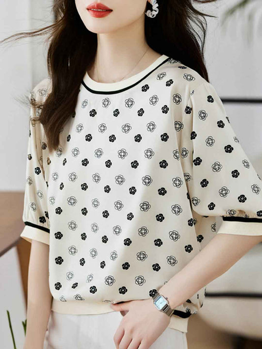 Zoe Classic Crew Neck Printed Top