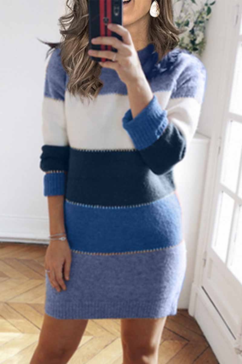 Splicing Casual Contrast Mini Dress£¨3 colors£©