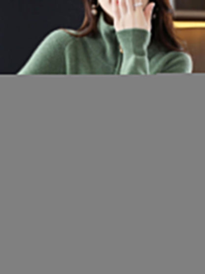 Julia Loose Pullover Zipper Knitted Coat-Blue