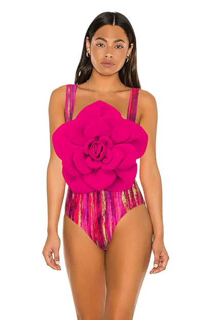 Traje de baño de una pieza con estampado floral en la parte delantera
