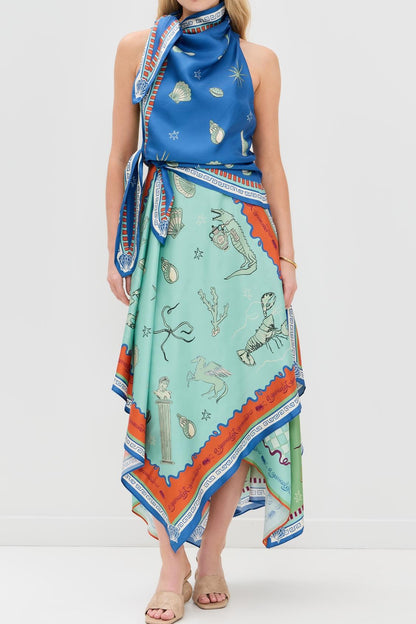 Surrealist Summer Scarf Midi Dress