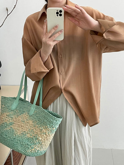 Olivia Loose Lapel Hollowed Back Slit Shirt