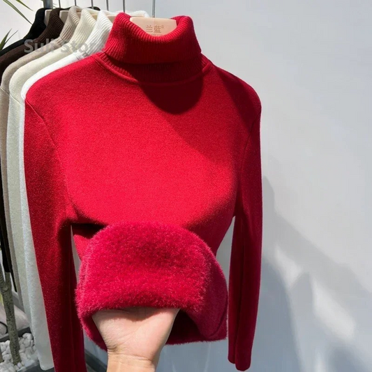 Jersey de cuello alto de polar suave para mujer | Ideal para otoño/invierno