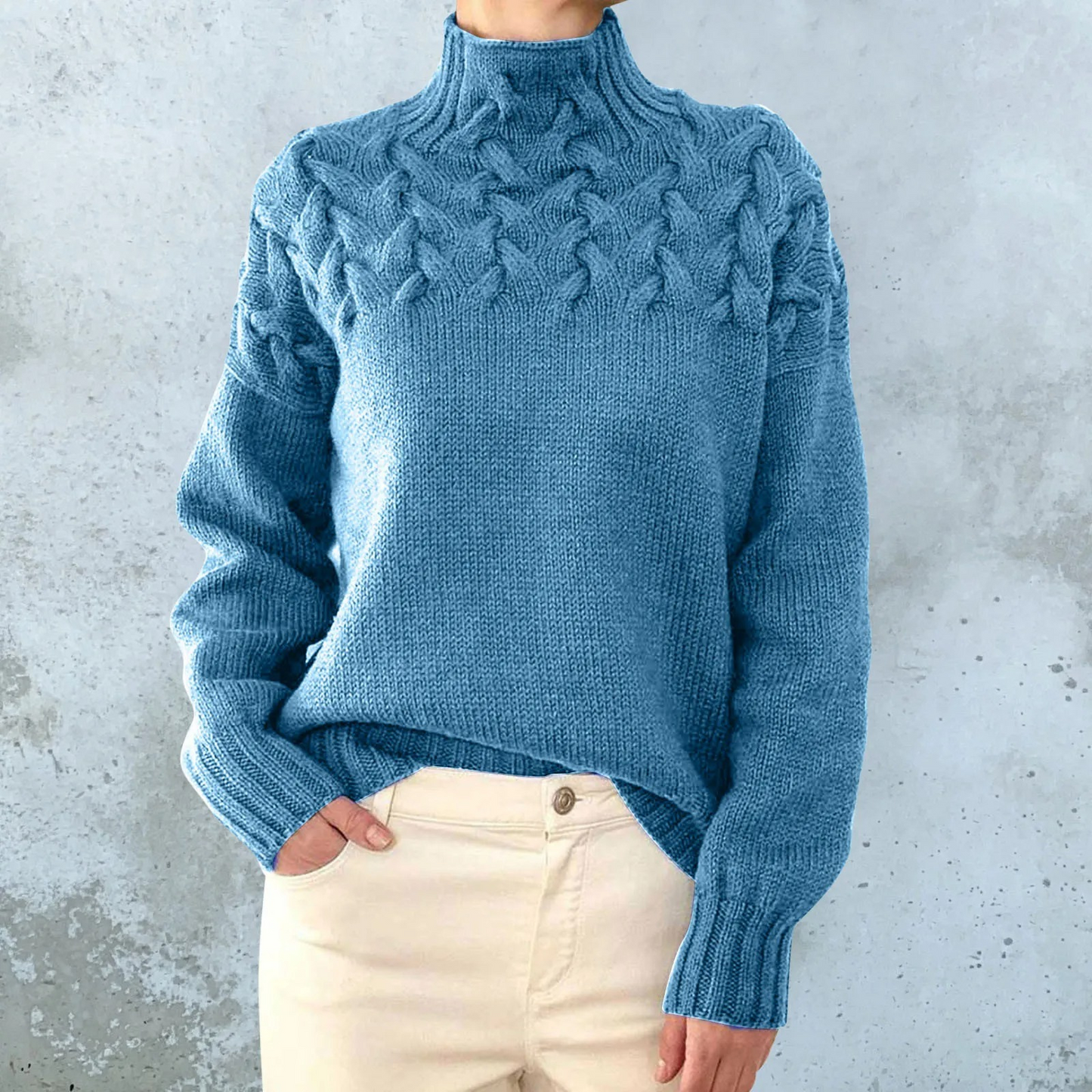 Women's Stylish Cable Knit Turtleneck Jumper | Ideal for Autumn/Winter