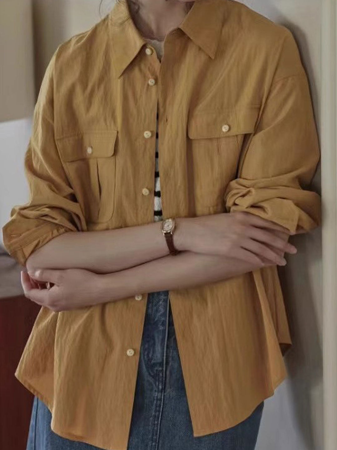 Isabella Vintage Lapel Pleated Shirt