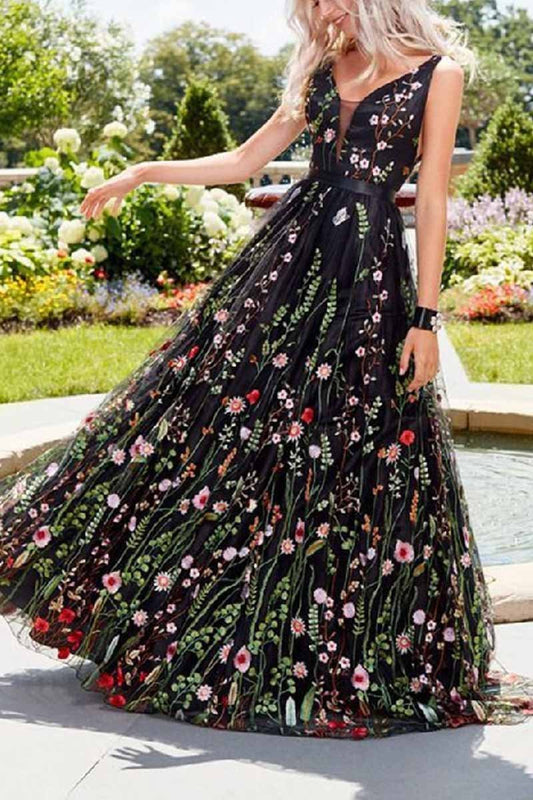 Deep V Neck Sexy Maxi Dress