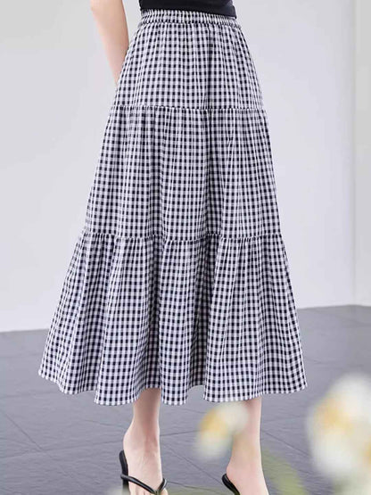 Isabelle Clssic A-Line High Waist Plaid Skirt