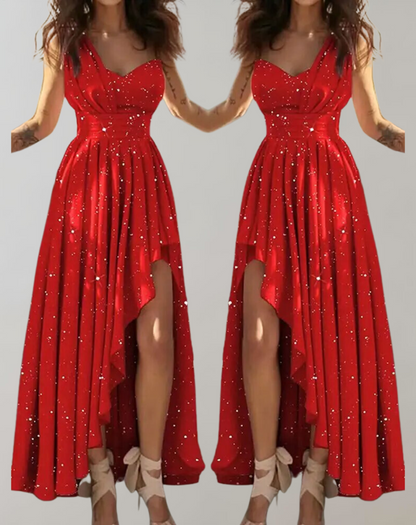 Elegante vestido de cóctel para mujer con abertura y pliegues | Ideal para primavera/verano