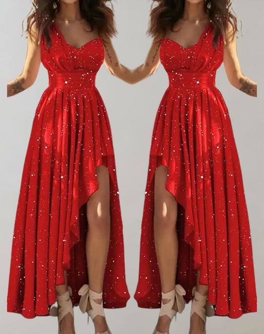 Elegante vestido de cóctel para mujer con abertura y pliegues | Ideal para primavera/verano