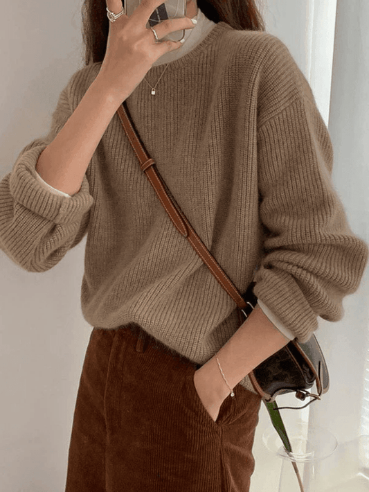 Jersey de punto oversize con cuello ancho para mujer | Ideal para otoño/invierno