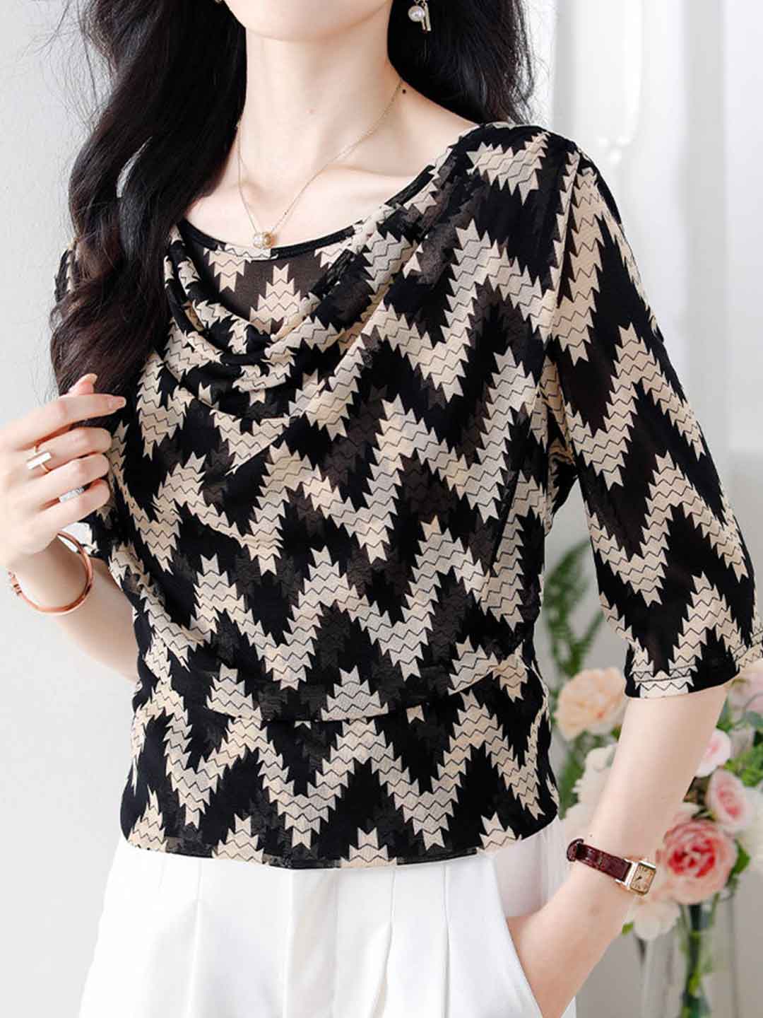 Sydney Slim Crew Neck Chiffon Top