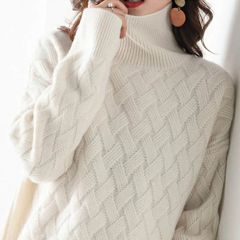Jersey de punto grueso y moderno para mujer con estampado en zigzag | Ideal para otoño/invierno