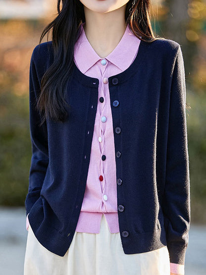 Kylie Classic Polo Mock Two-Piece Knitted Cardigan