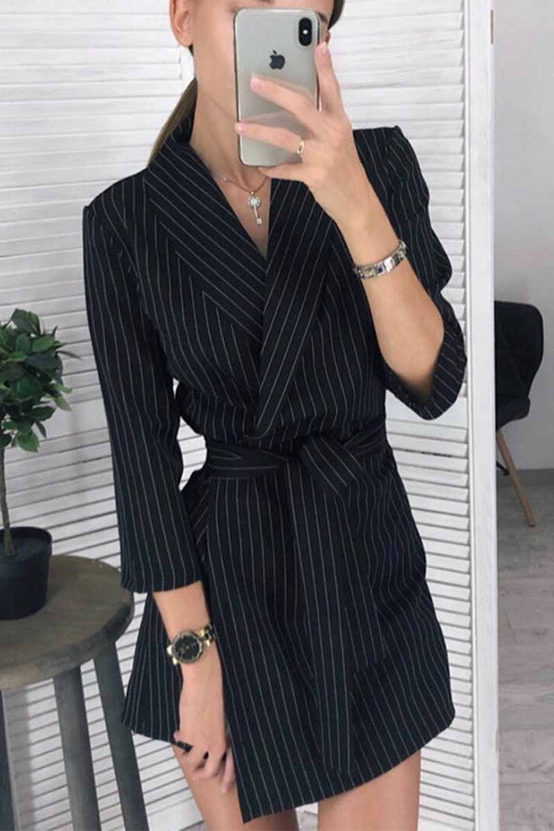 Solid Color Long Sleeve Suit Collar Mini Dresses(3 Colors)