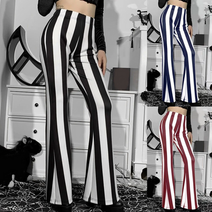 Women's Stylish High Waisted Flared Pants with Vertical Stripes | Ideal for All Seasons