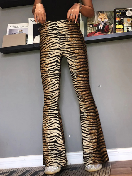 Women's Stylish Leopard Print High Waisted Flared Pants | Ideal for Everyday Wear