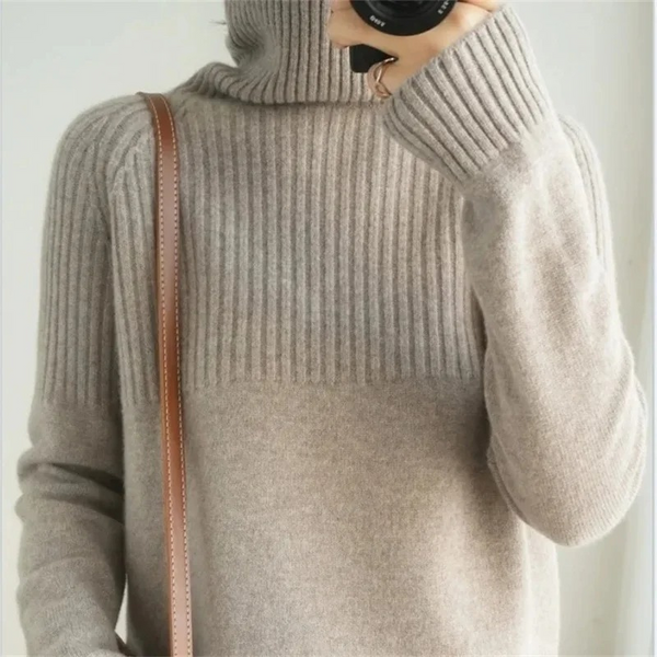 Jersey informal de cuello alto para mujer con estampado texturizado | Ideal para otoño/invierno