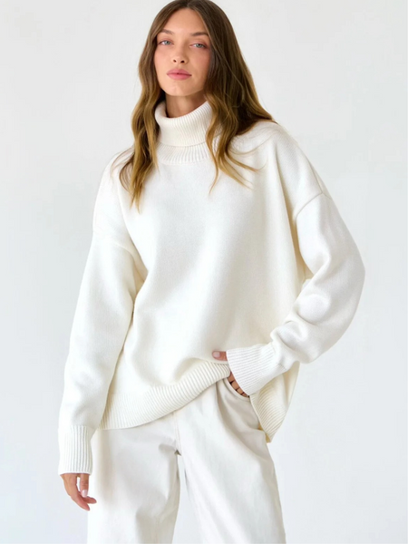 Jersey de punto de cuello alto extragrande para mujer | Ideal para otoño/invierno