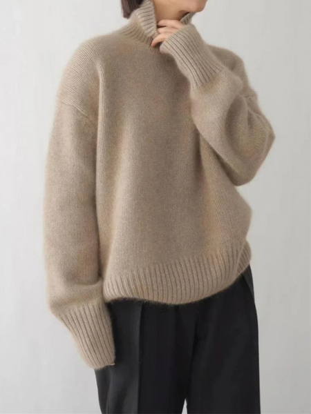 Jersey informal de punto suave con cuello alto para mujer | Ideal para otoño/invierno