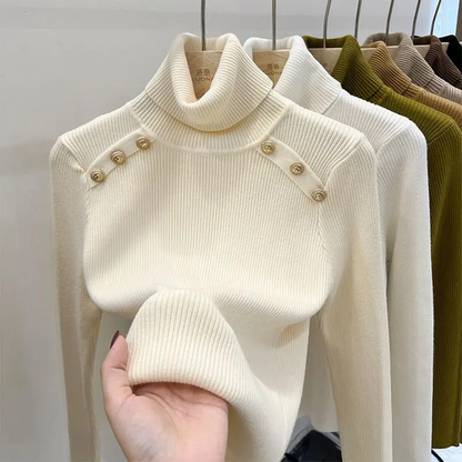 Jersey de cuello alto para mujer, fácil de llevar | Ideal para otoño/invierno