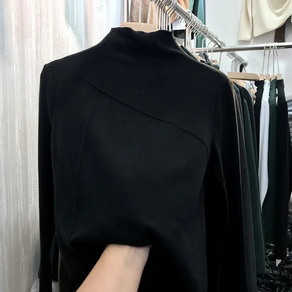 Elegante jersey de cuello alto para mujer con costuras únicas | Ideal para otoño/invierno
