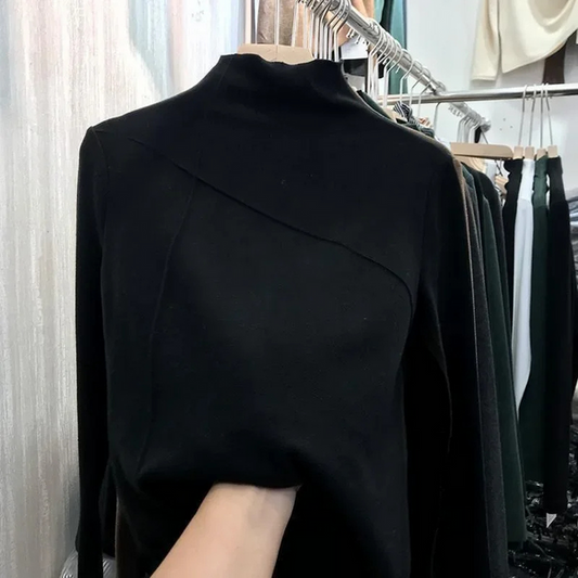 Elegante jersey de cuello alto para mujer con costuras únicas | Ideal para otoño/invierno
