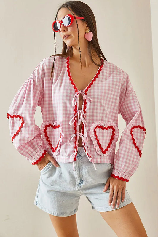 Blusa de manga larga con corazones