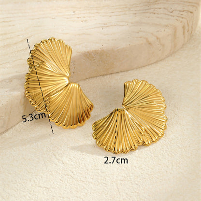 Color Block Stainless Steel Textured Earrings
