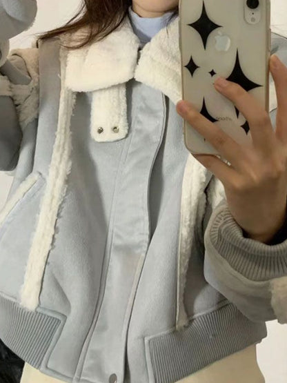 Suede Lambswool Splice Short Jacket