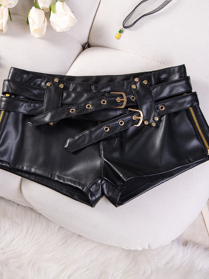 Edgy Y2K Low-Rise Booty PU Leather Shorts