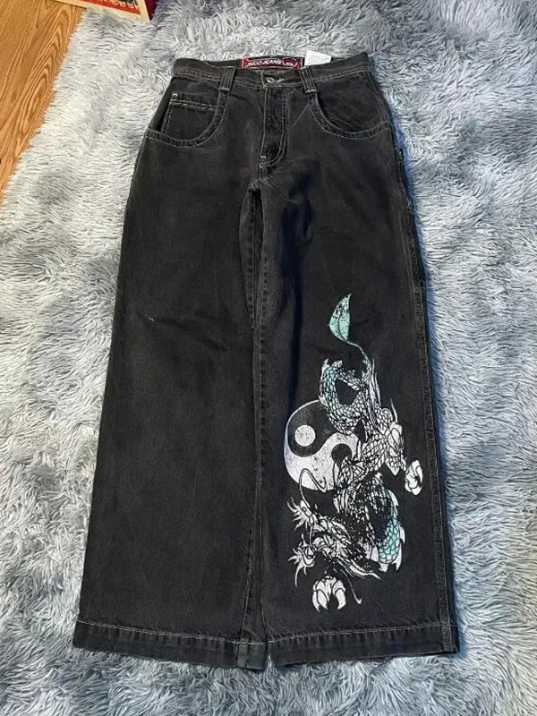 Trendy Street Hip-Hop Prints Boyfriend Jeans
