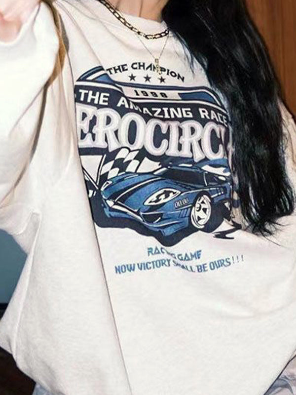 Vintage Racing Car Print Sweatshirt