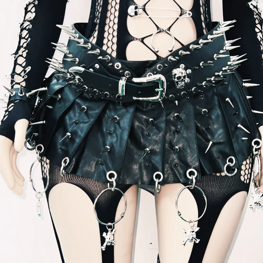Hollow out rivet skull applique cami cut out top  | Festival Outfits Women