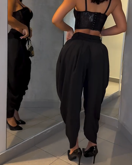 High Waist Loose Drape Pleated Casual Pants