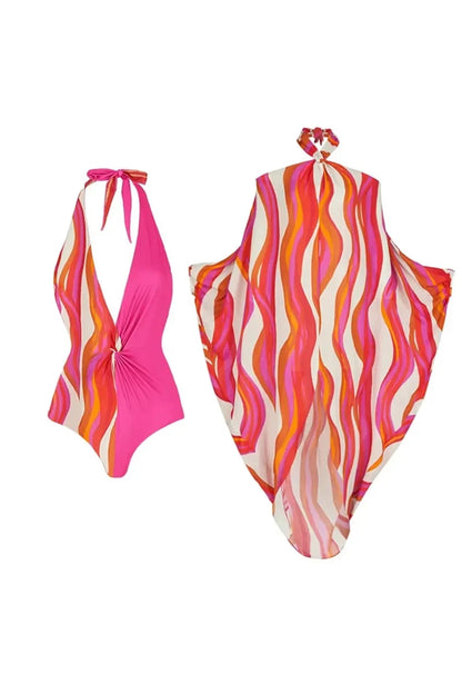 Traje de baño halter y bikini de un solo hombro
