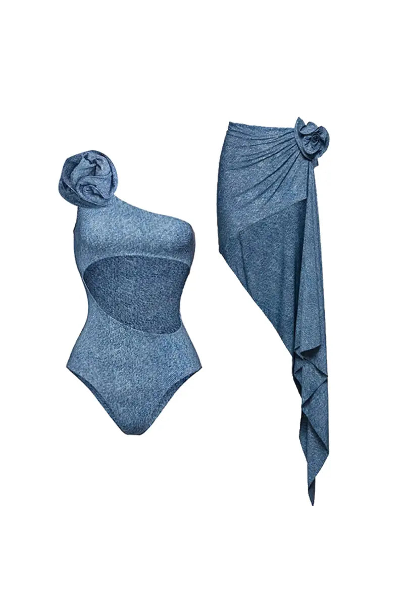 3D Floral One-Shoulder Sexy Monokini